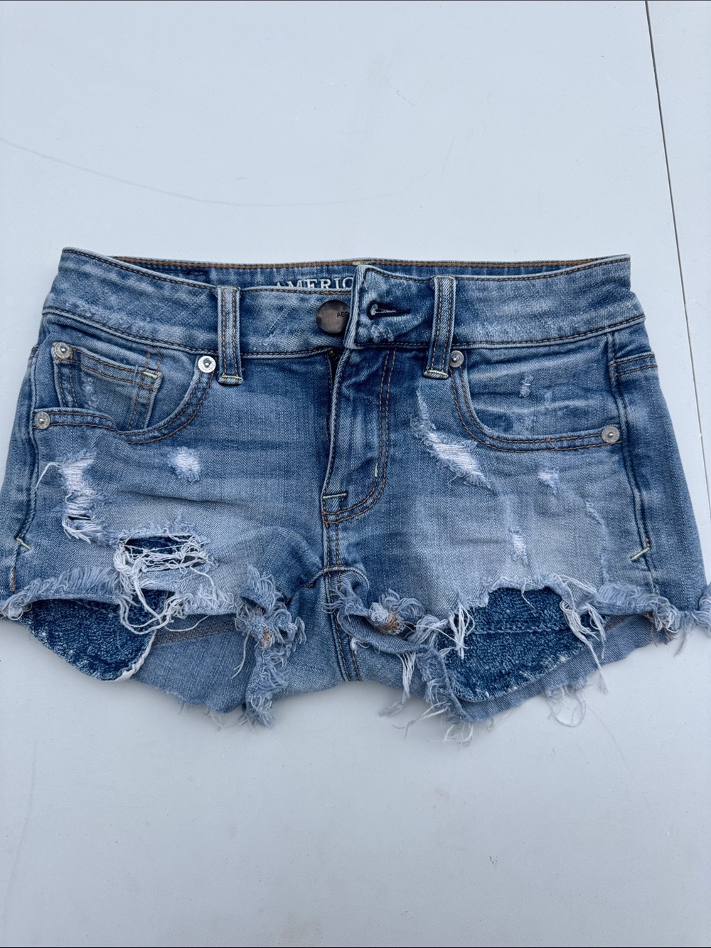 American Eagle Outfitters Distressed Blue Denim Cutoff Shorts